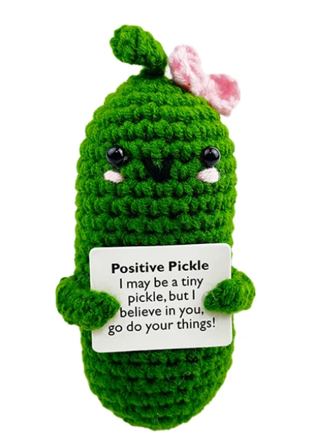 Handmade Knitted Pickle/Pineapple/ Avocado/Potato With Positive Message - 11 Styles