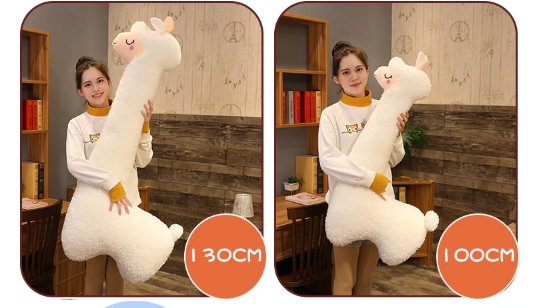 Cute Alpaca Pillow Plush Toys 75cm/100cm/130cm - White/Brown