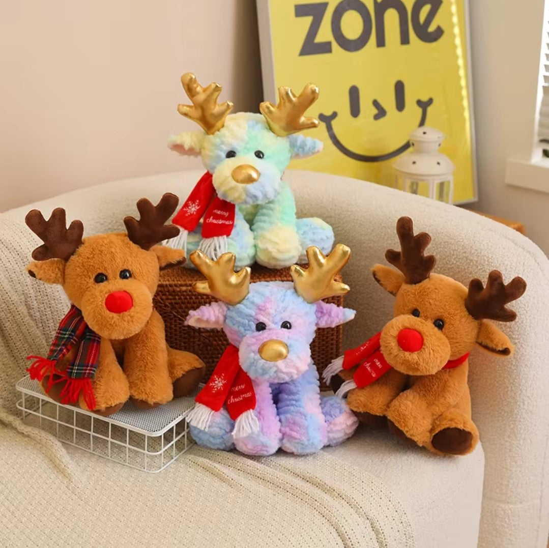 Christmas (Reindeer) Plush Toys 30cm - Brown/Green/Purple