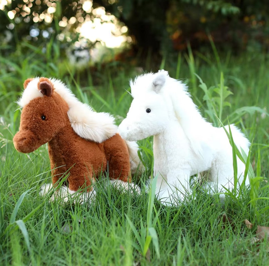  Cute Brown/White Horse Plush Toys 25/30/40cm