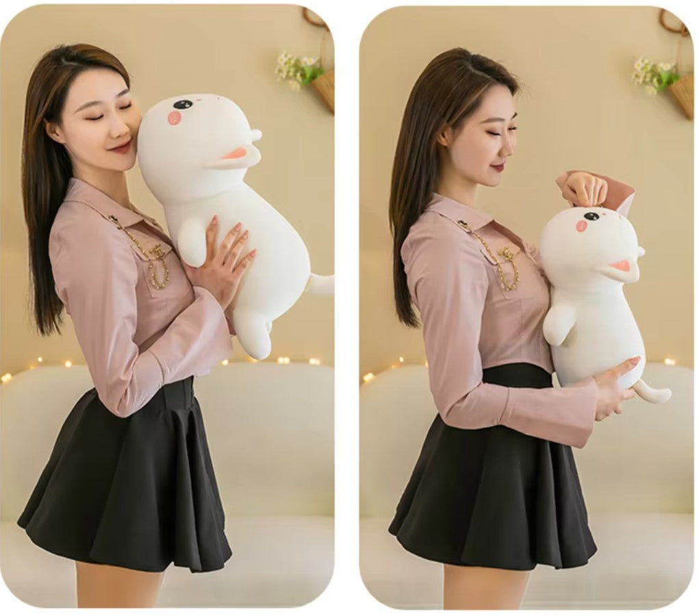 Cute Lying White/Grey Cat Plush Toys 40/50/70/90cm - 4 Styles