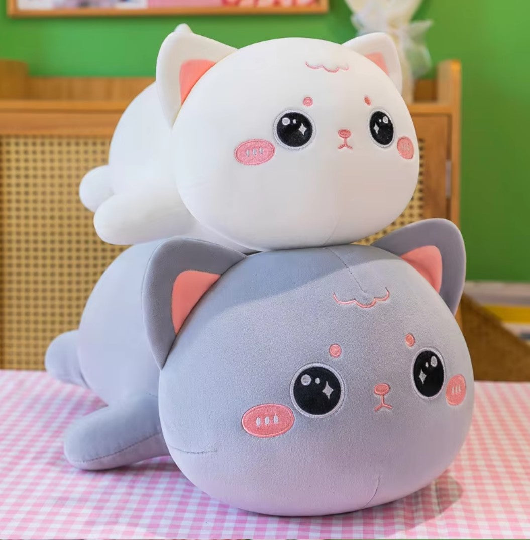 Cute Lying White/Grey Cat Plush Toys 40/50/70/90cm - 4 Styles