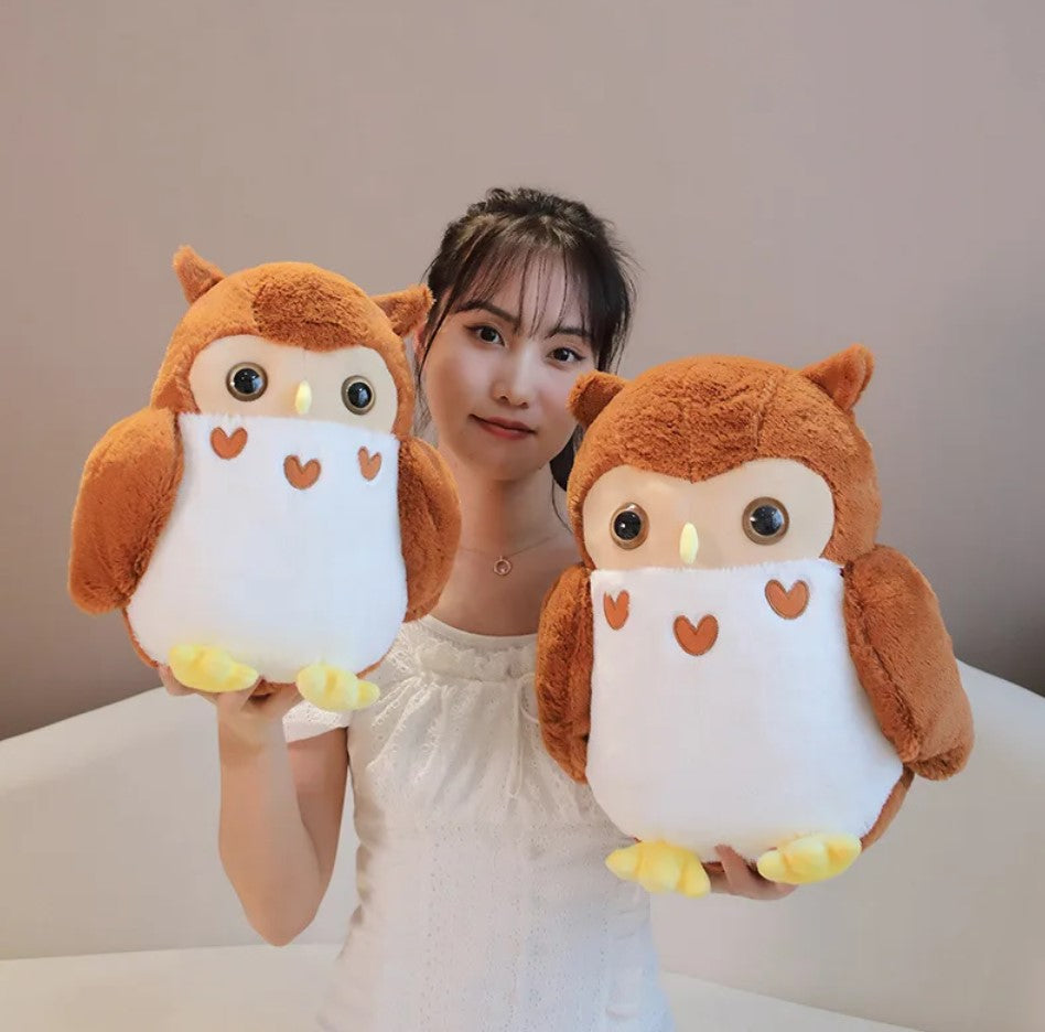 Cute Bird (Owl) Plush Toys 30/40cm - White/Brown