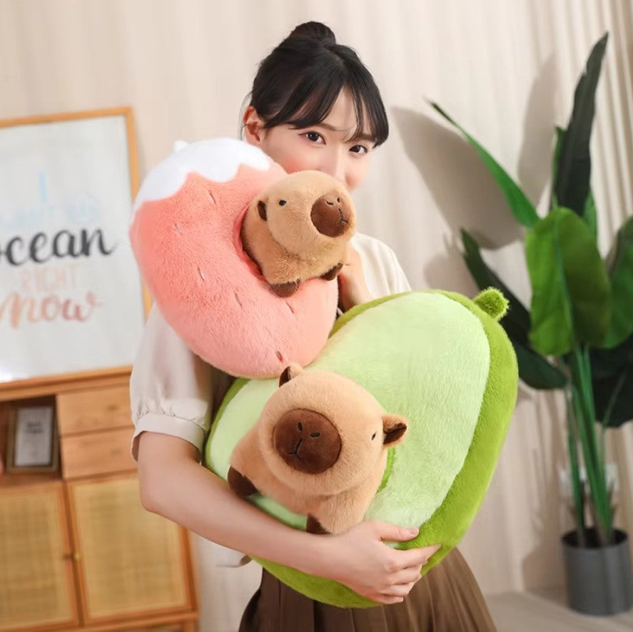 Cute Capybara With Avocado/Banana/Carrot/Strawberry Plush Toys 35/45cm