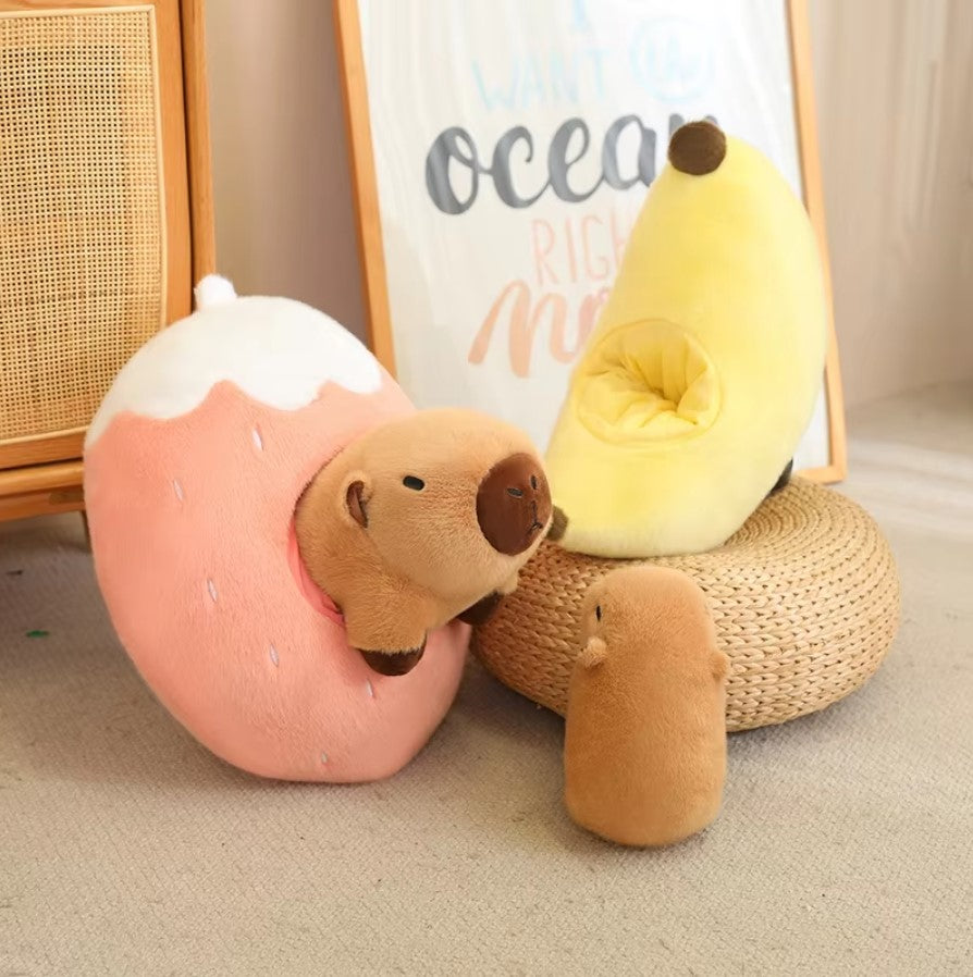 Cute Capybara With Avocado/Banana/Carrot/Strawberry Plush Toys 35/45cm