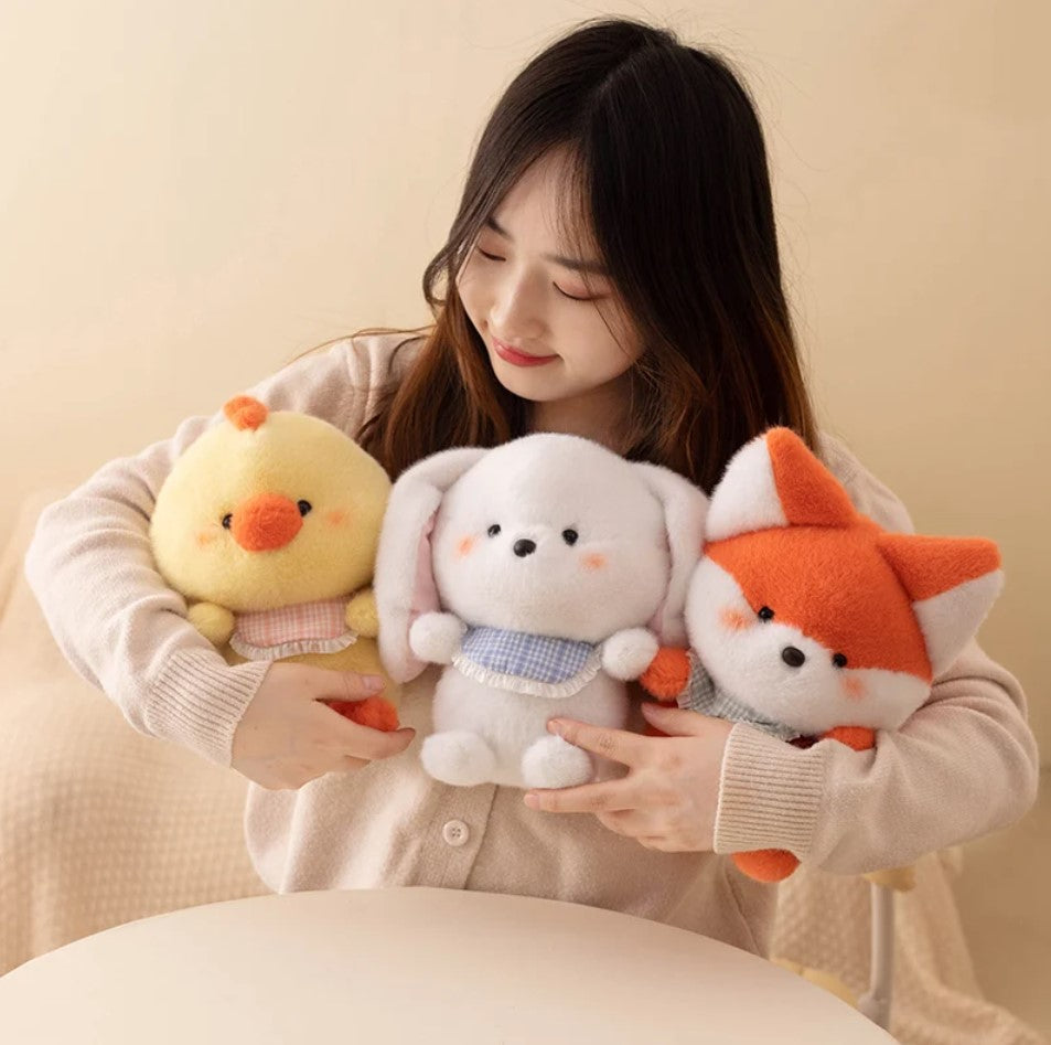 Cute Rabbit/Chick/Fox With Bib Plush Toys 23cm