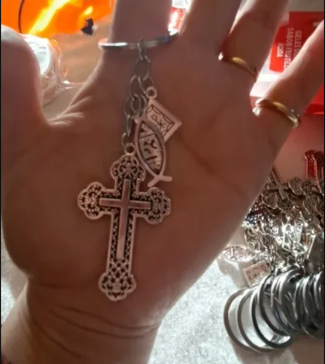 Keychain With The Bible, Cross and Jesus Fish Sign - 2 Choices