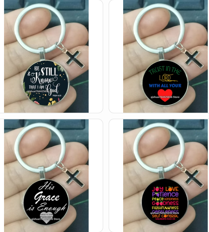 Keychain With The Bible Verse /Religious Message And The Cross  - 22  Styles