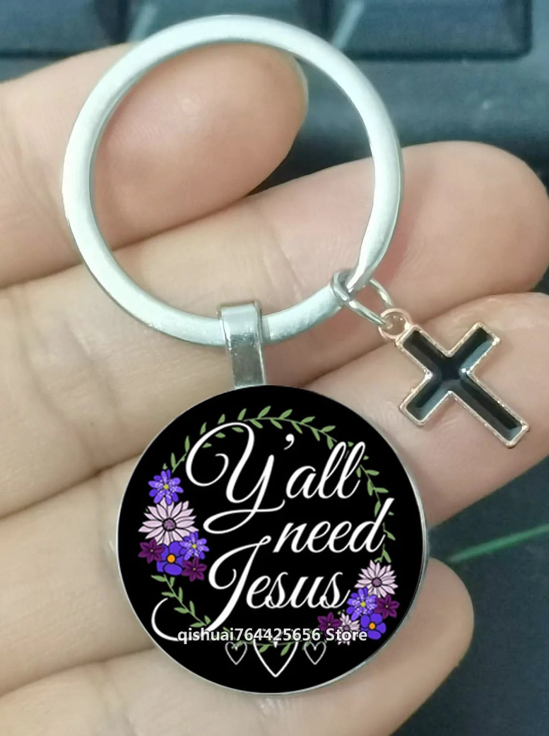 Keychain With The Bible Verse /Religious Message And The Cross  - 23  Styles