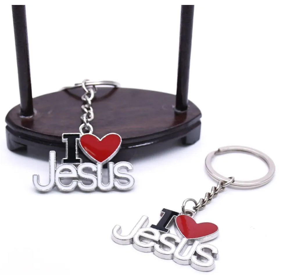 Keychain With  I Love Jesus Letter - Silver/Gold