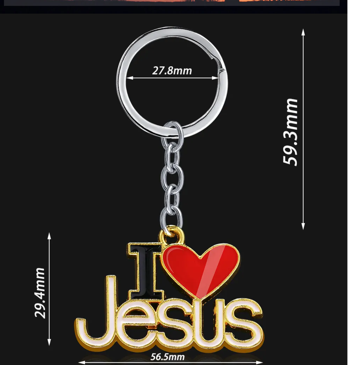 Keychain With  I Love Jesus Letter - Silver/Gold