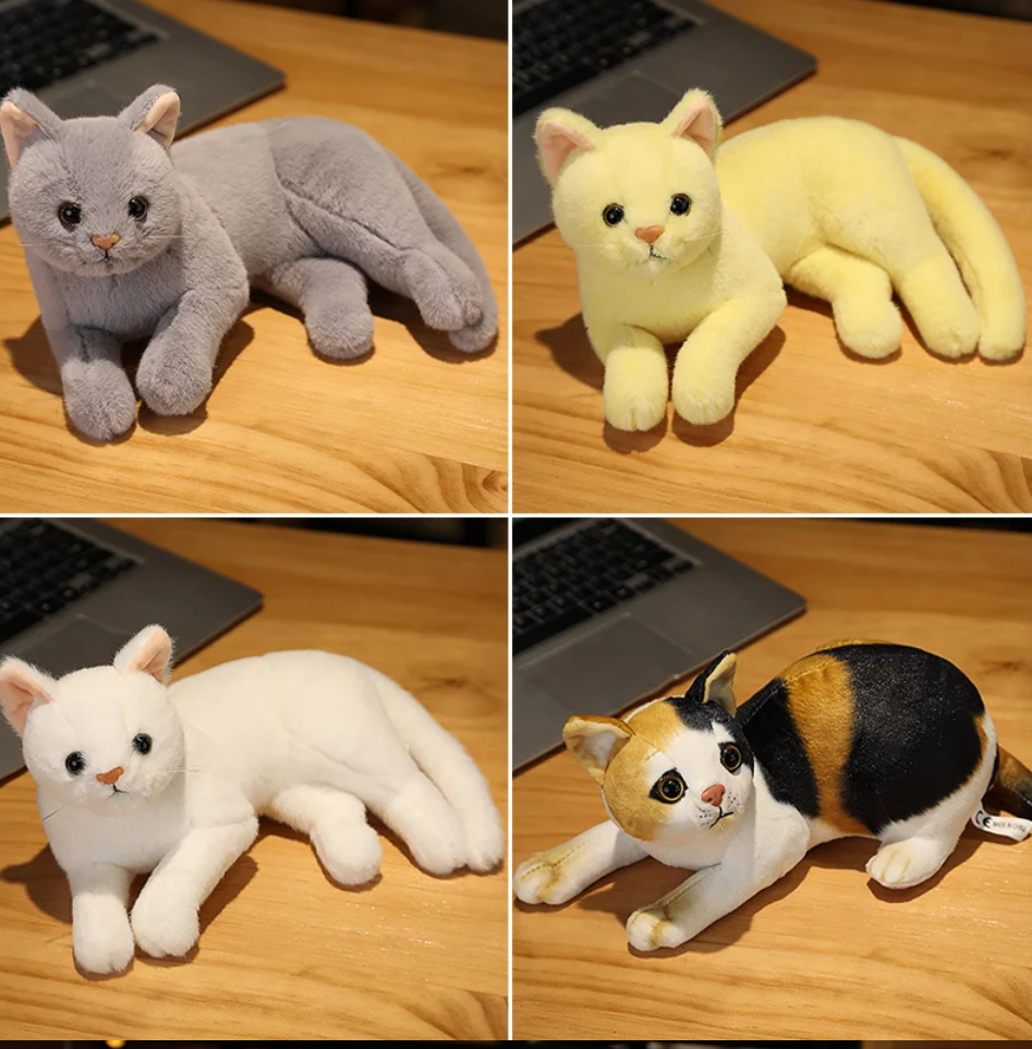 Cats Lifelike Plush Toy 31cm - White/Grey/Yellow/Mix colours