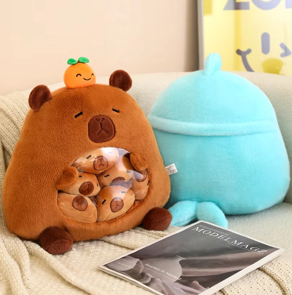 A Bag of 6 pcs Capybara/Shark Mini Plushies Pillow Plush Toys 35cm