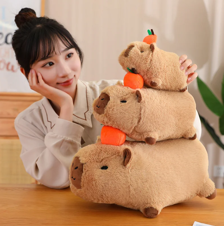 Cute Capybara With Bird/Fruit Plush Toys 20/30/40cm