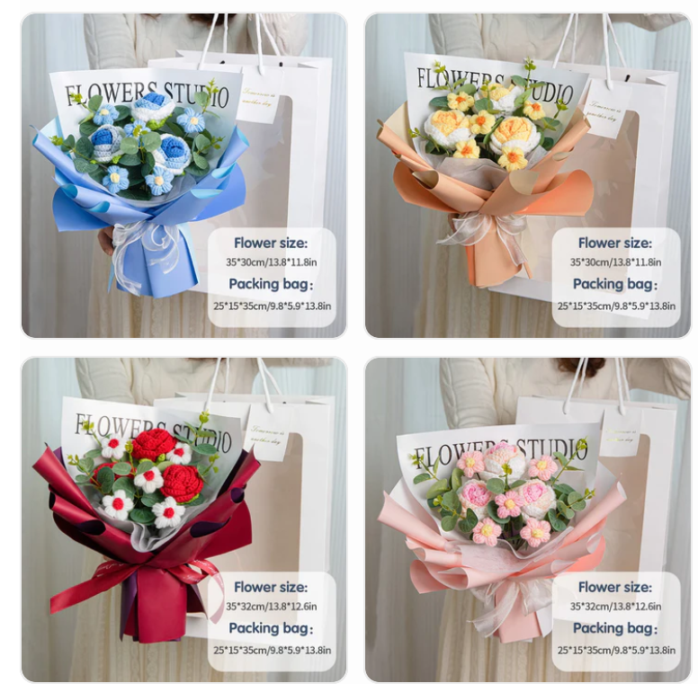 Cotton Rope Handmade Flower and Bag Bouquets -9 Styles