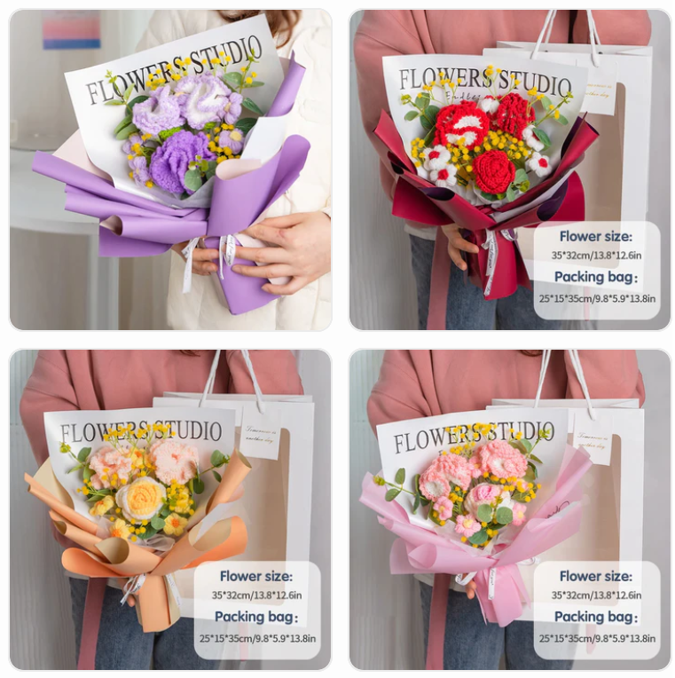 Cotton Rope Handmade Flower and Bag Bouquets -9 Styles