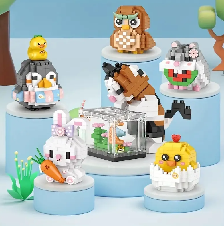 Cute Animal (Hamster/Dolphin/Dog/Cat/Chick/Rabbit/Penguin/Owl) Mini Building Blocks - 8 Styles