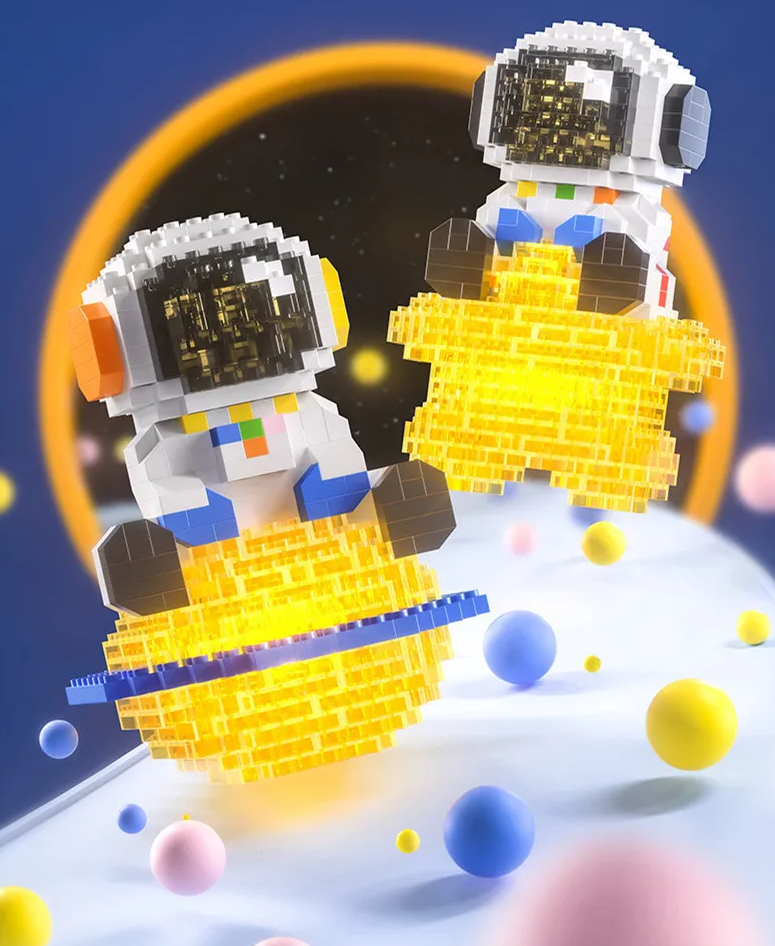 Cute Astronaut With Light Mini Building Blocks - 7 Styles