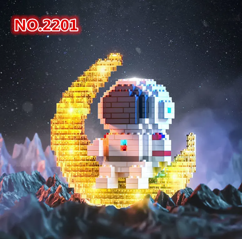 Cute Astronaut With Light Mini Building Blocks - 7 Styles