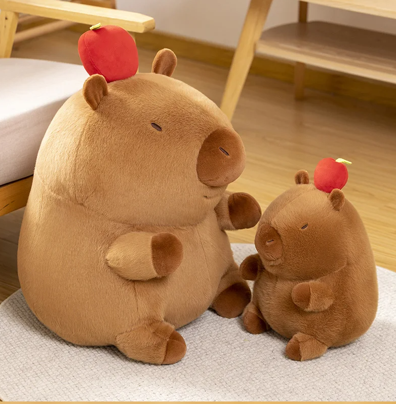 Cute Capybara With Fruit Plush Toys 30/40/50cm Or Round Capybara Plush Pillow Toys 30cm