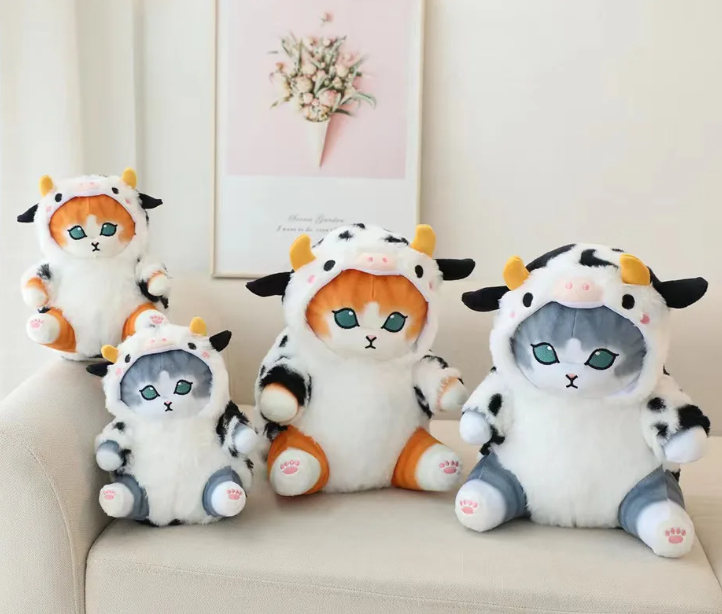 Mofusand Cat With Animal(Cow) Dress Up Plush Toys 20/30cm