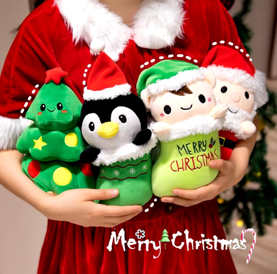 Christmas (Tree & Penguin/Santa Claus/Elf In Socks) Plush Toys 25cm - 4 Styles