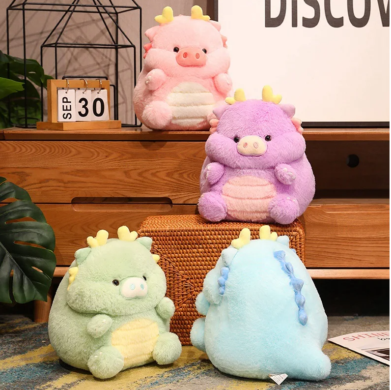 Funny Dragon And Pig Hybrid Plush Toys 30cm - Blue/Green/Pink/White/Yellow/Purple/Brown