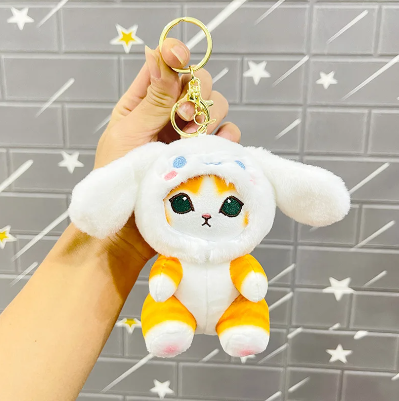 4pcs/set Mofusand Cat With Dress Up Plush Keychains 13cm