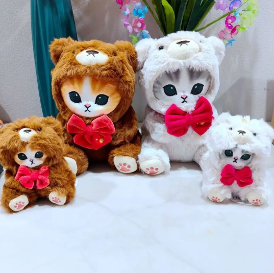 Mofusand Cat With Bear Dress Up Plush Toys 20cm / Plush Keychains 12cm - 2 styles