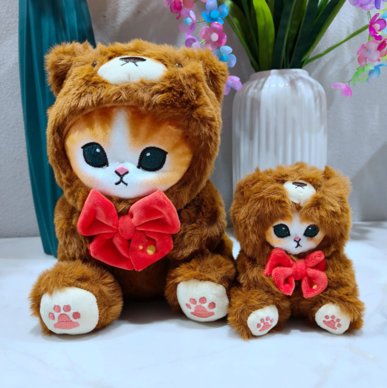 Mofusand Cat With Bear Dress Up Plush Toys 20cm / Plush Keychains 12cm - 2 styles