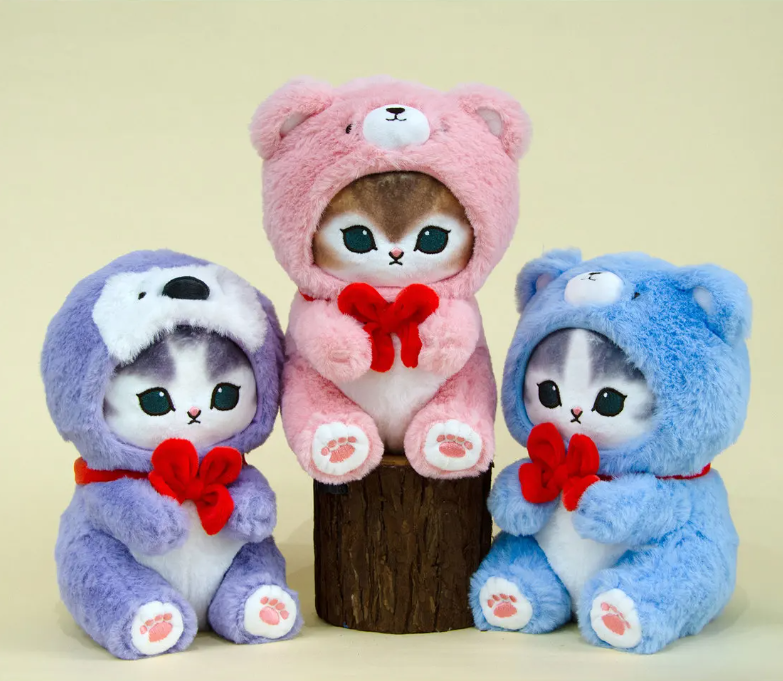 Mofusand Cat With Bear/Penguin Dress Up Plush Toys 23cm - Purple/Pink/Blue