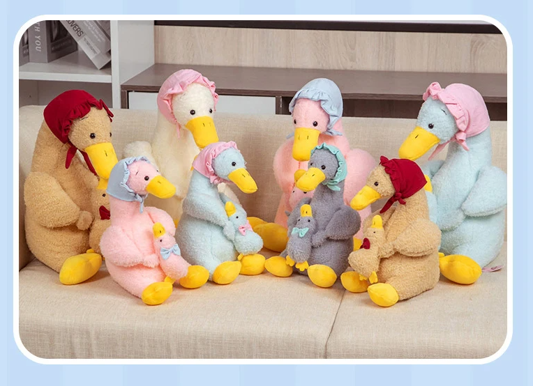 Mummy Duck Holding The Duckling Plush Toys 25/35cm 2pcs - White/Brown/Grey/Blue/Pink