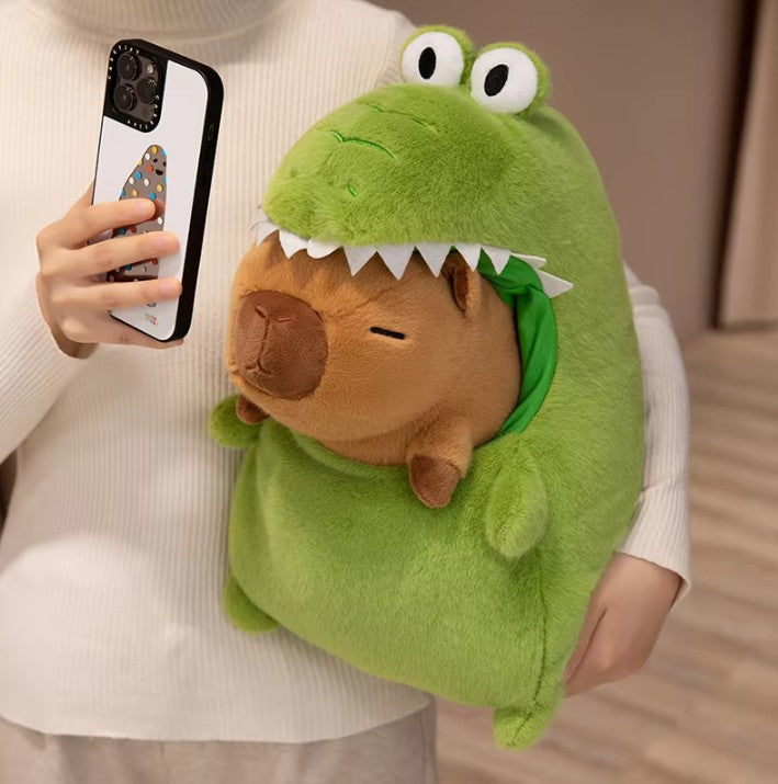 Cute Capybara With Green Dinosaur Plush Toys 30/40cm