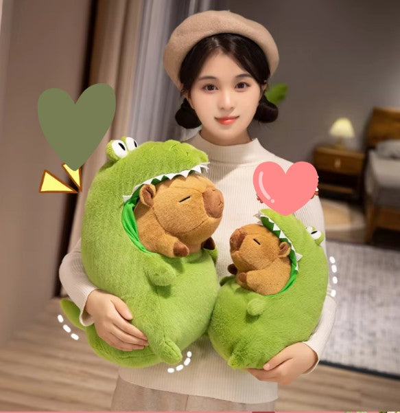 Cute Capybara With Green Dinosaur Plush Toys 30/40cm