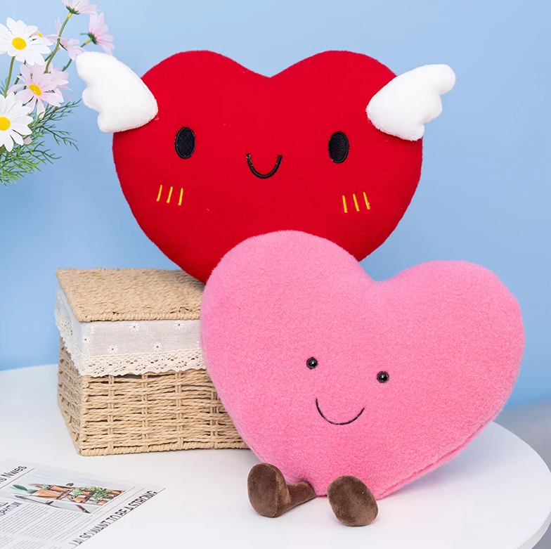 Cute Smiley Heart With/Without Wings Plush Toys -Red/Pink/Brown