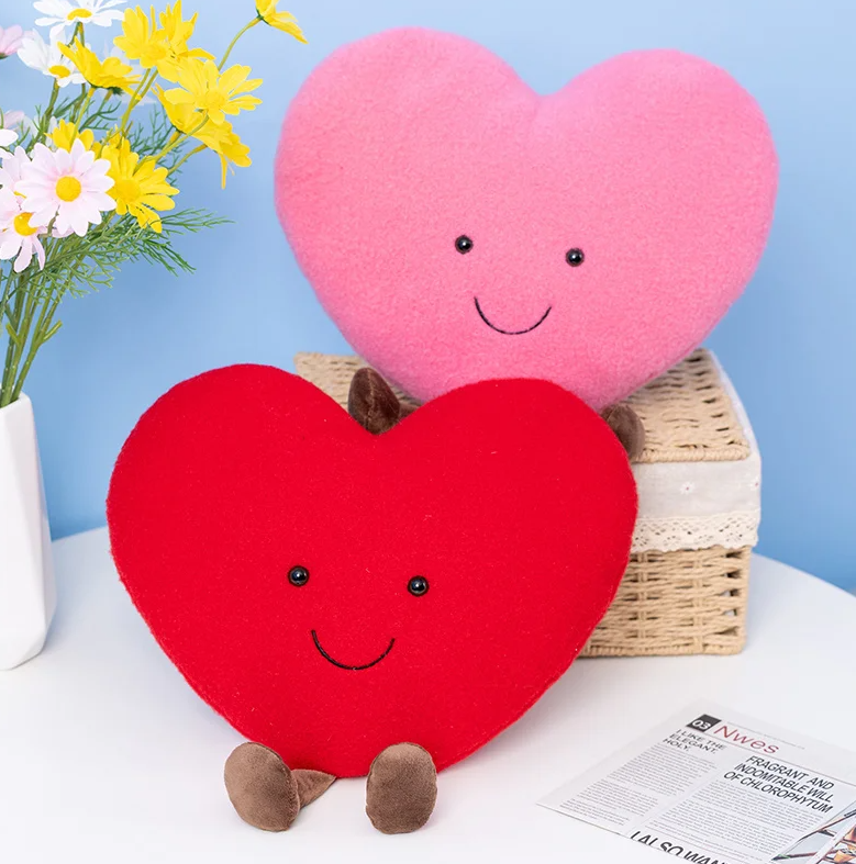 Cute Smiley Heart With/Without Wings Plush Toys -Red/Pink/Brown