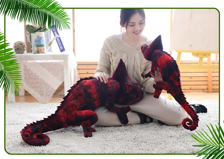 Chameleon Lifelike Plush Toys 70/100cm - Green/Red