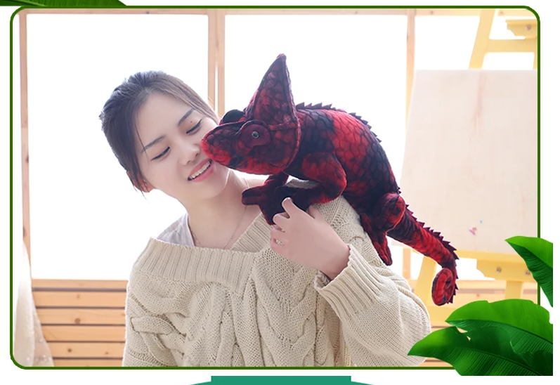 Chameleon Lifelike Plush Toys 70/100cm - Green/Red