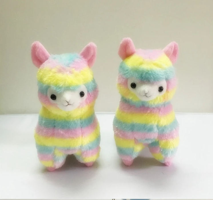 Cute Rainbow Alpaca Plush Keychain 13cm