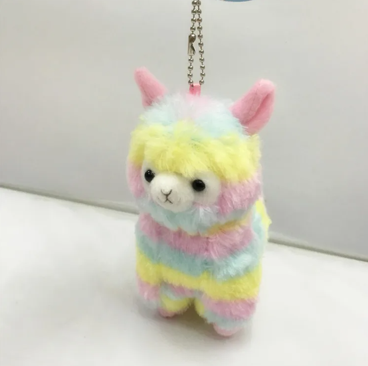 Cute Rainbow Alpaca Plush Keychain 13cm