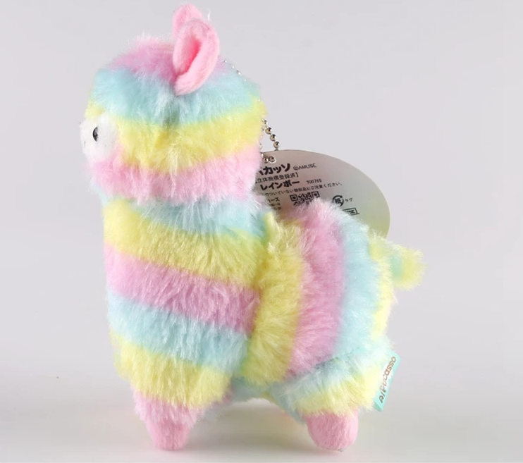 Cute Rainbow Alpaca Plush Keychain 13cm