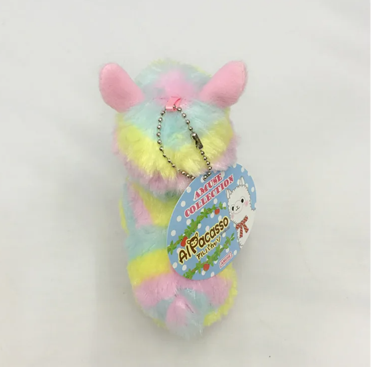 Cute Rainbow Alpaca Plush Keychain 13cm