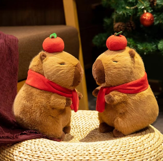 Christmas (Hat/Apple/Scarf) With Cute Capybara Plush Toys 24cm - 3 Styles