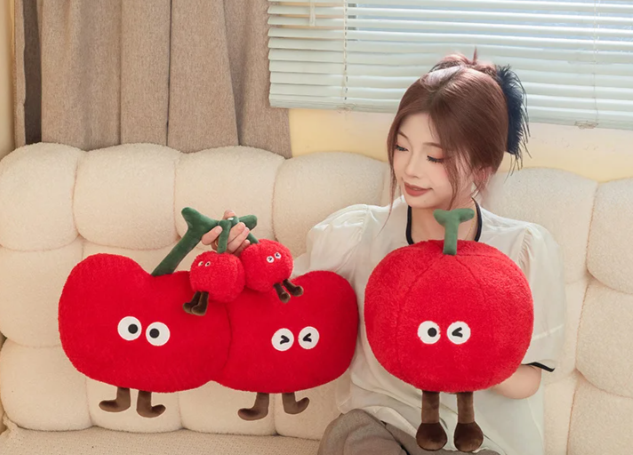 Cute Cherry Plush Toys 30/55cm and Plush Keychains 12cm