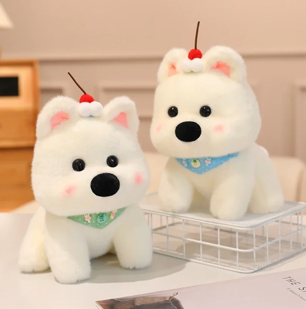 Cute Dog (West Highland White Terrier) With Scarf Or Party Hat Plush Toys 25cm - 10 Styles