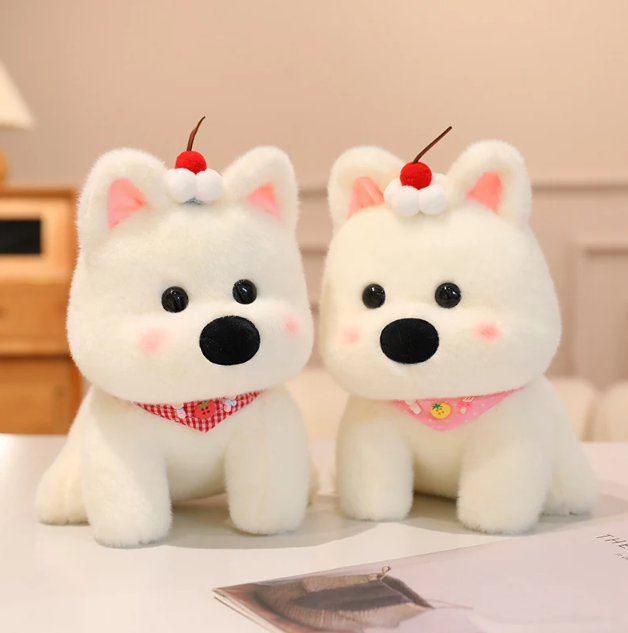 Cute Dog (West Highland White Terrier) With Scarf Or Party Hat Plush Toys 25cm - 10 Styles