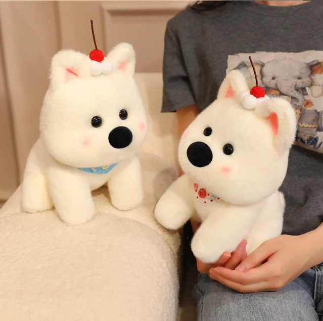 Cute Dog (West Highland White Terrier) With Scarf Or Party Hat Plush Toys 25cm - 10 Styles