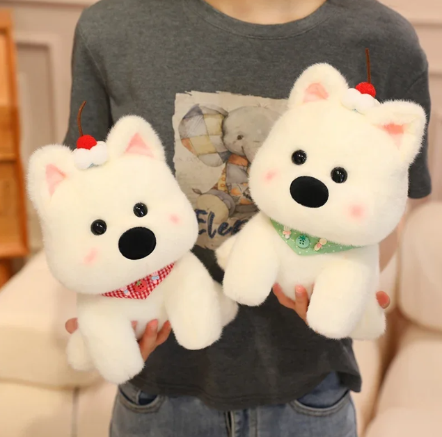 Cute Dog (West Highland White Terrier) With Scarf Or Party Hat Plush Toys 25cm - 10 Styles