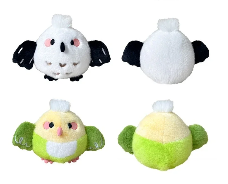 Cute Bird Plush Toys 18cm and Plush Keychains 10cm - Purple/Blue/Green/Black