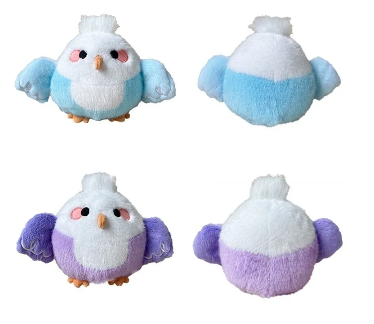 Cute Bird Plush Toys 18cm and Plush Keychains 10cm - Purple/Blue/Green/Black